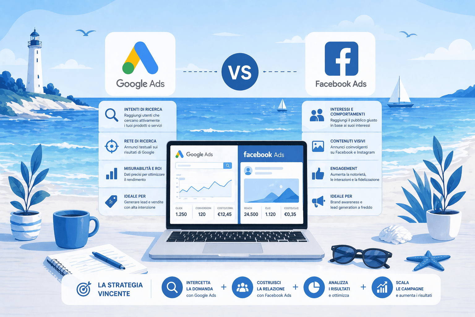 Google Ads vs Facebook Ads: differenze e strategia per campagne efficaci