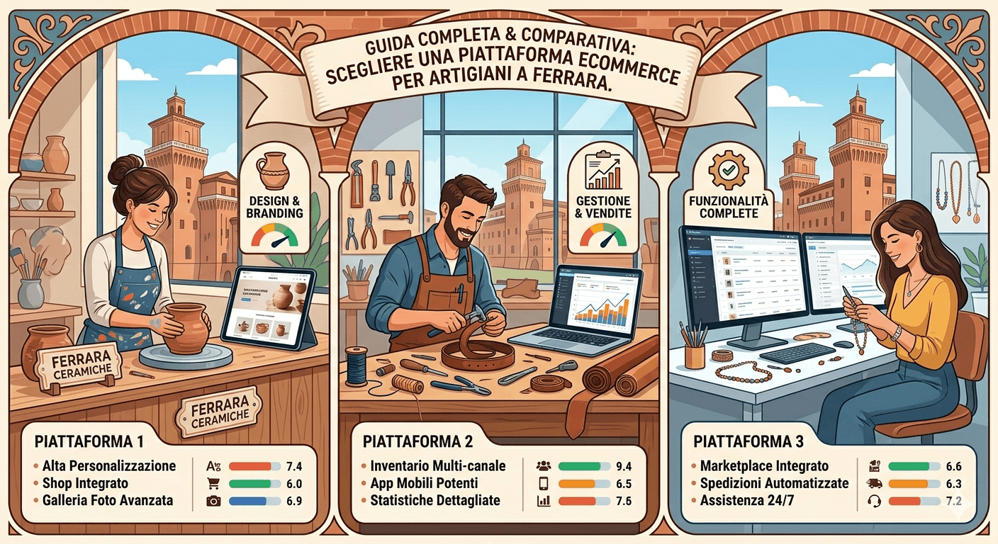 Come scegliere una piattaforma ecommerce per artigiani a Ferrara: guida completa e comparativa